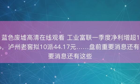 蓝色废墟高清在线观看 工业富联一季度净利增超100%，泸州老窖拟10派44.17元……盘前重要消息还有这些