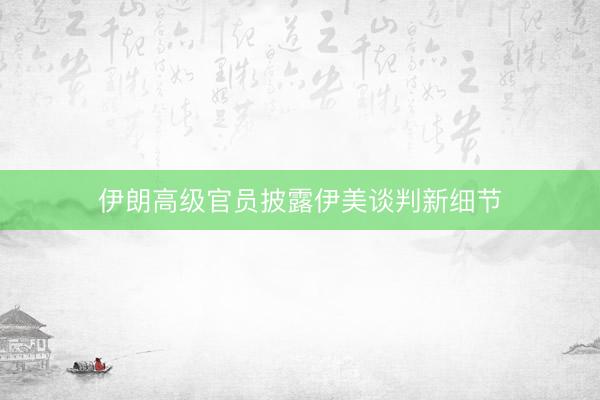 伊朗高级官员披露伊美谈判新细节