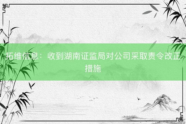 拓维信息：收到湖南证监局对公司采取责令改正措施