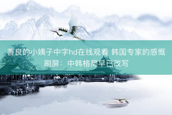 善良的小姨子中字hd在线观看 韩国专家的感慨刷屏:中韩格局早已改写