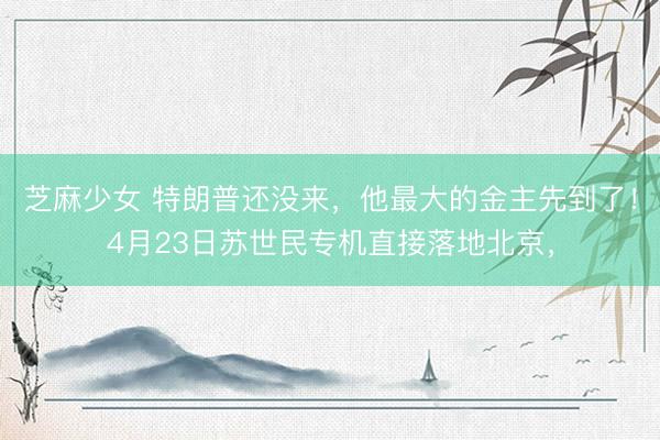 芝麻少女 特朗普还没来，他最大的金主先到了！4月23日苏世民专机直接落地北京，