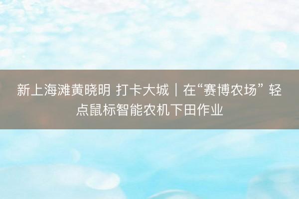 新上海滩黄晓明 打卡大城｜在“赛博农场” 轻点鼠标智能农机下田作业