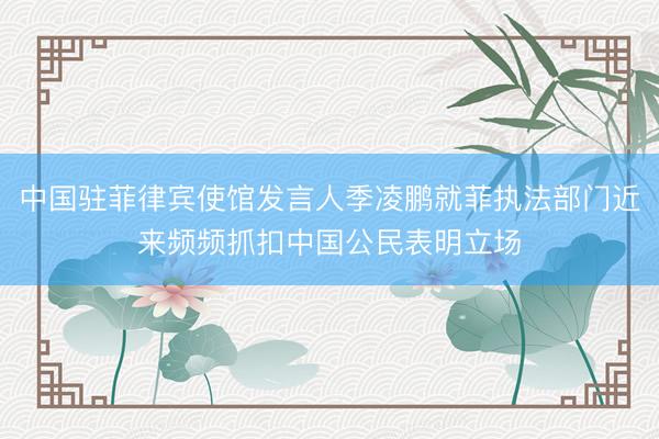 中国驻菲律宾使馆发言人季凌鹏就菲执法部门近来频频抓扣中国公民表明立场