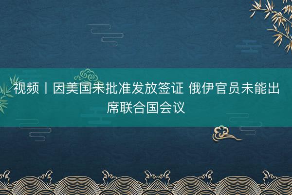 视频丨因美国未批准发放签证 俄伊官员未能出席联合国会议