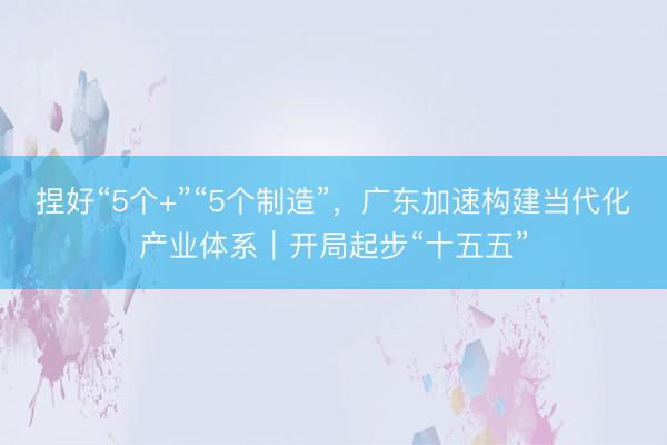 捏好“5个+”“5个制造”，广东加速构建当代化产业体系｜开局起步“十五五”