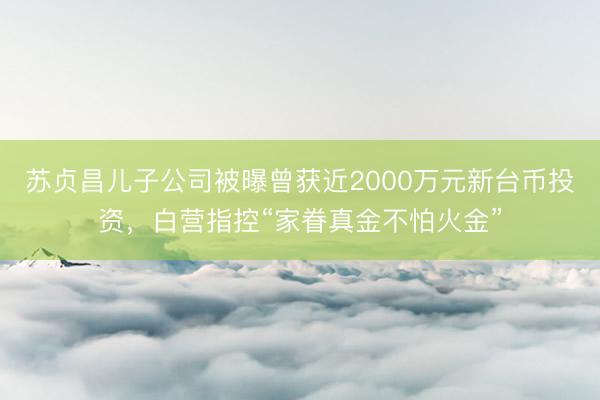 苏贞昌儿子公司被曝曾获近2000万元新台币投资，白营指控“家眷真金不怕火金”