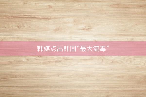 韩媒点出韩国“最大流毒”