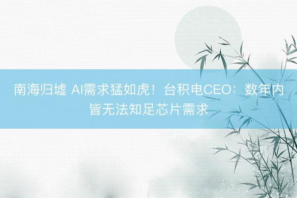 南海归墟 AI需求猛如虎！台积电CEO：数年内皆无法知足芯片需求