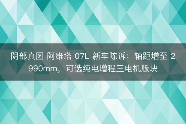 阴部真图 阿维塔 07L 新车陈诉：轴距增至 2990mm，可选纯电增程三电机版块