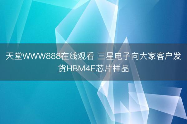 天堂WWW888在线观看 三星电子向大家客户发货HBM4E芯片样品
