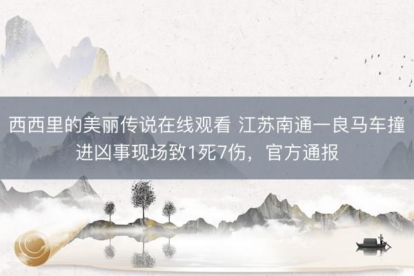 西西里的美丽传说在线观看 江苏南通一良马车撞进凶事现场致1死7伤，官方通报