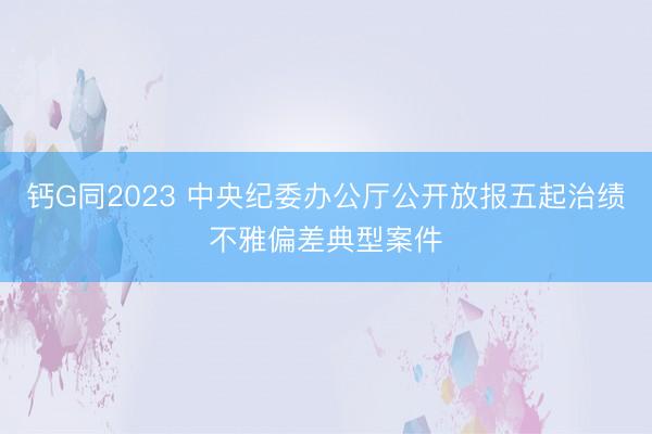 钙G同2023 中央纪委办公厅公开放报五起治绩不雅偏差典型案件